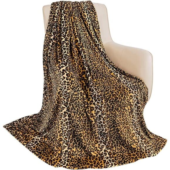 Flannel Fleece Throw Blanket for Couch Leopard Print Blanket Lightweight Fuzzy - Picture 1 of 7
